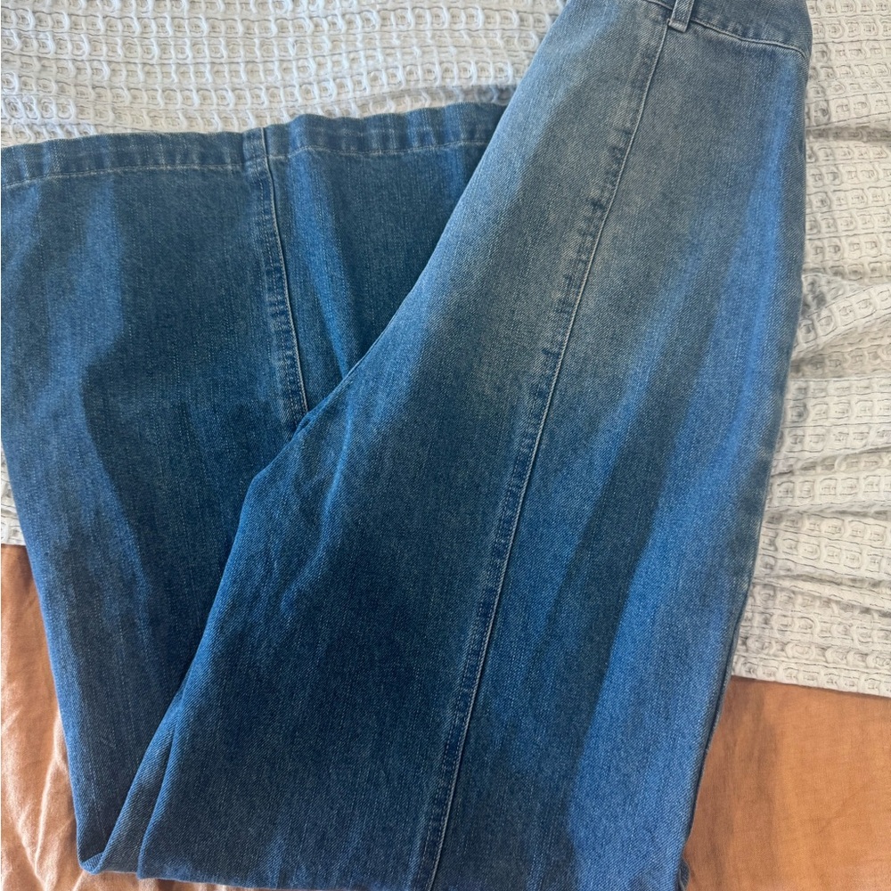 High Rise Blue Wide-Leg Jeans - Picture 5 of 6